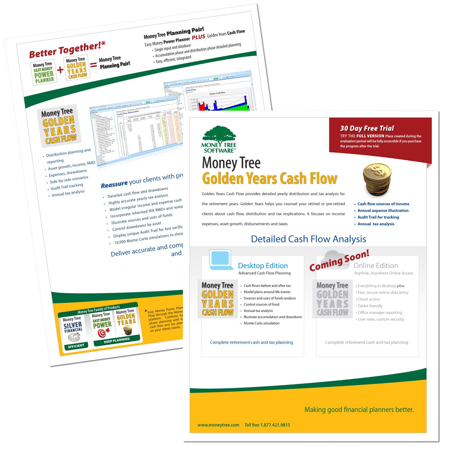 Graphic design of Golden Years Financial Planning Software Brochure